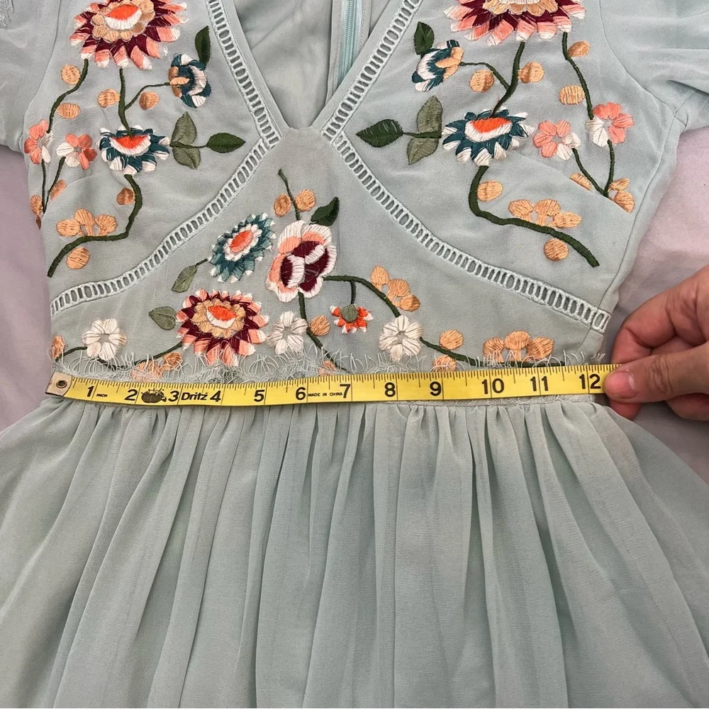 ASOS Blue mint short flower dress in size 2 - Picture 13 of 14